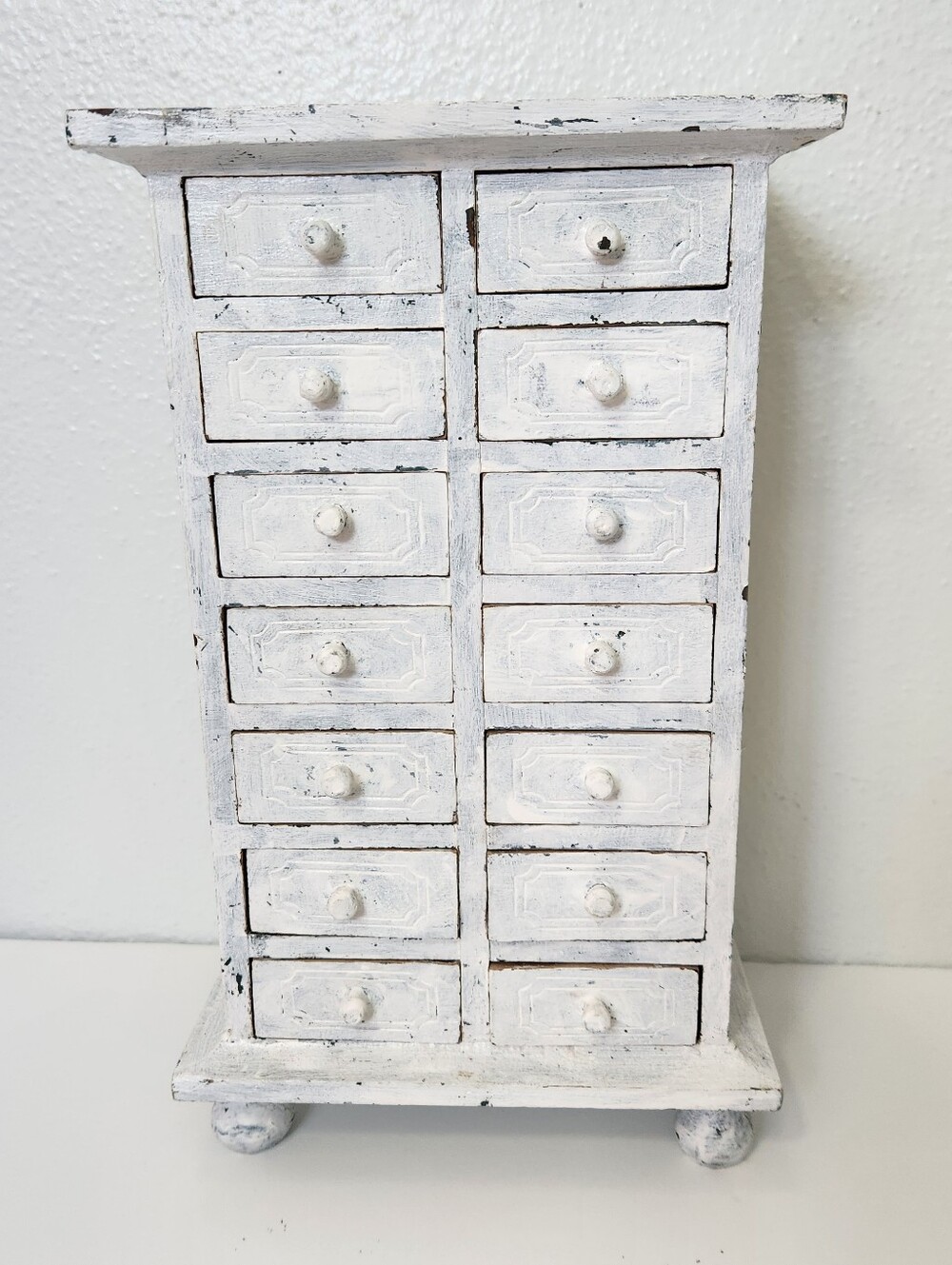 Pottery Barn White Distressed Multi-Drawer Jewelry Wooden Chest